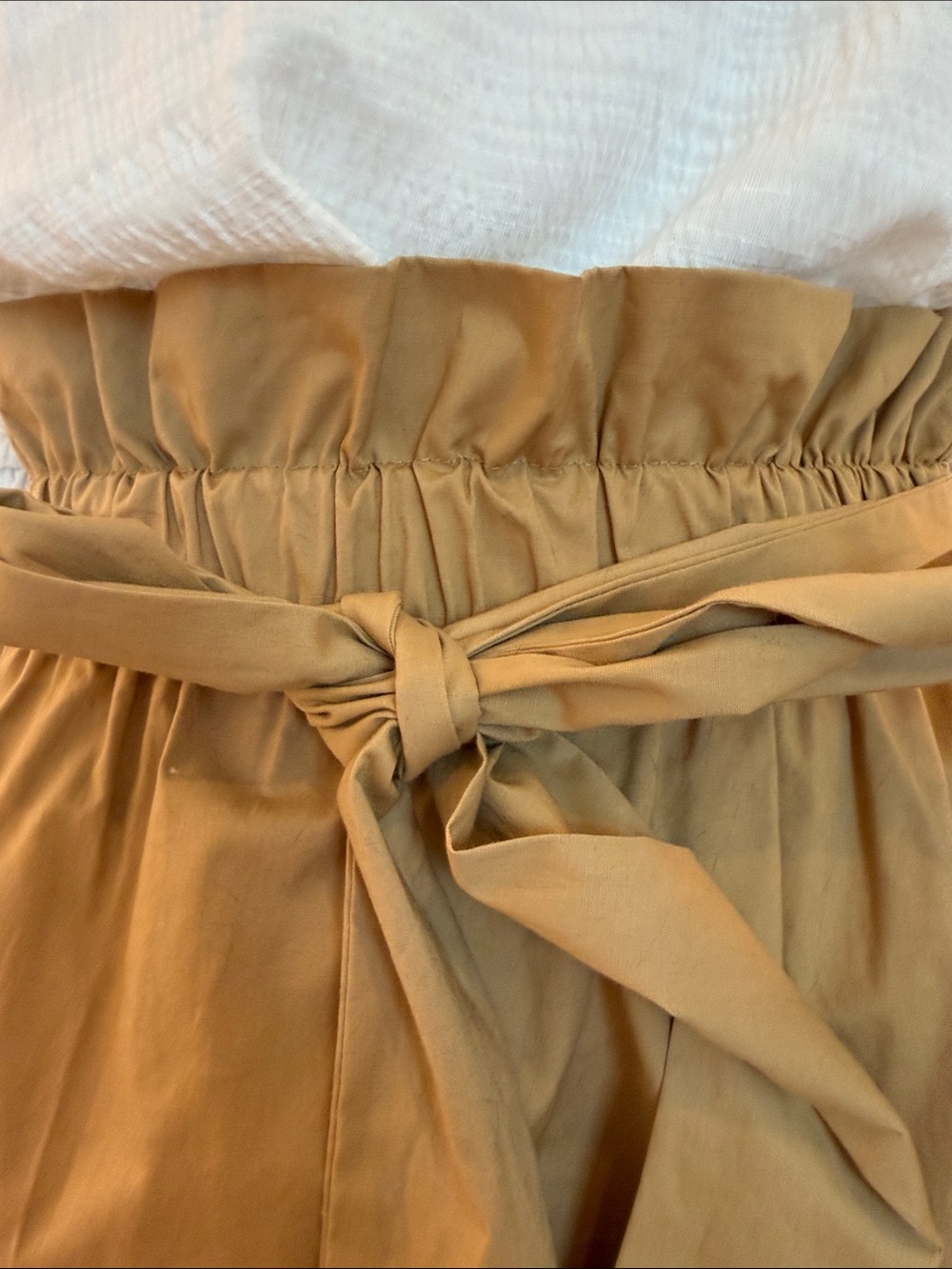 Who What Wear Camel Paperbag Midi Skirt with Self-Tie Belt - Picture 2 of 8